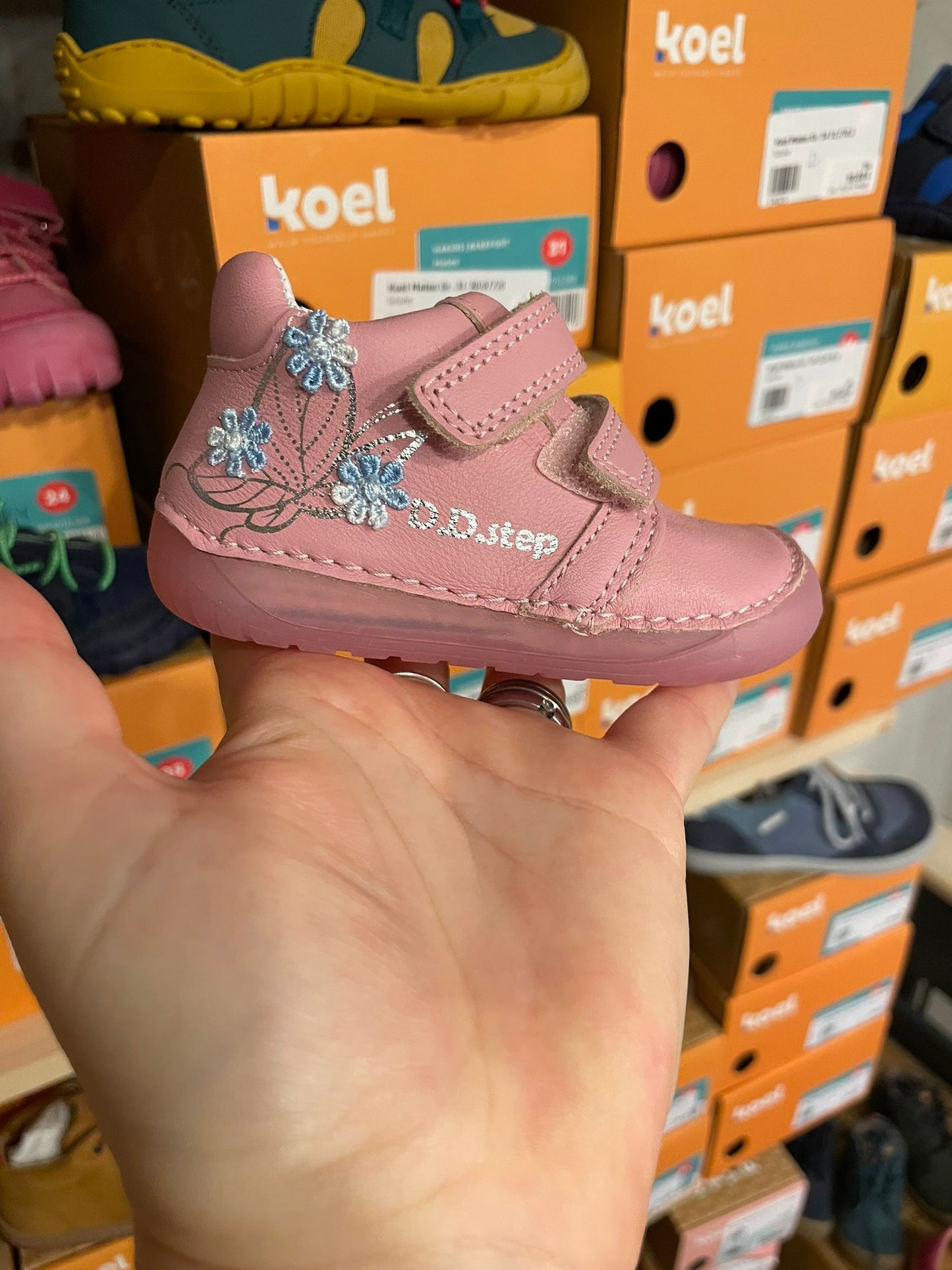 D.D. Step Pink Blume Mid Cut Barfußschuh